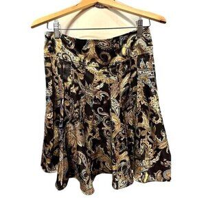 Worthington Womens Petite 10P Black Paisley Skirt 100% Polyester